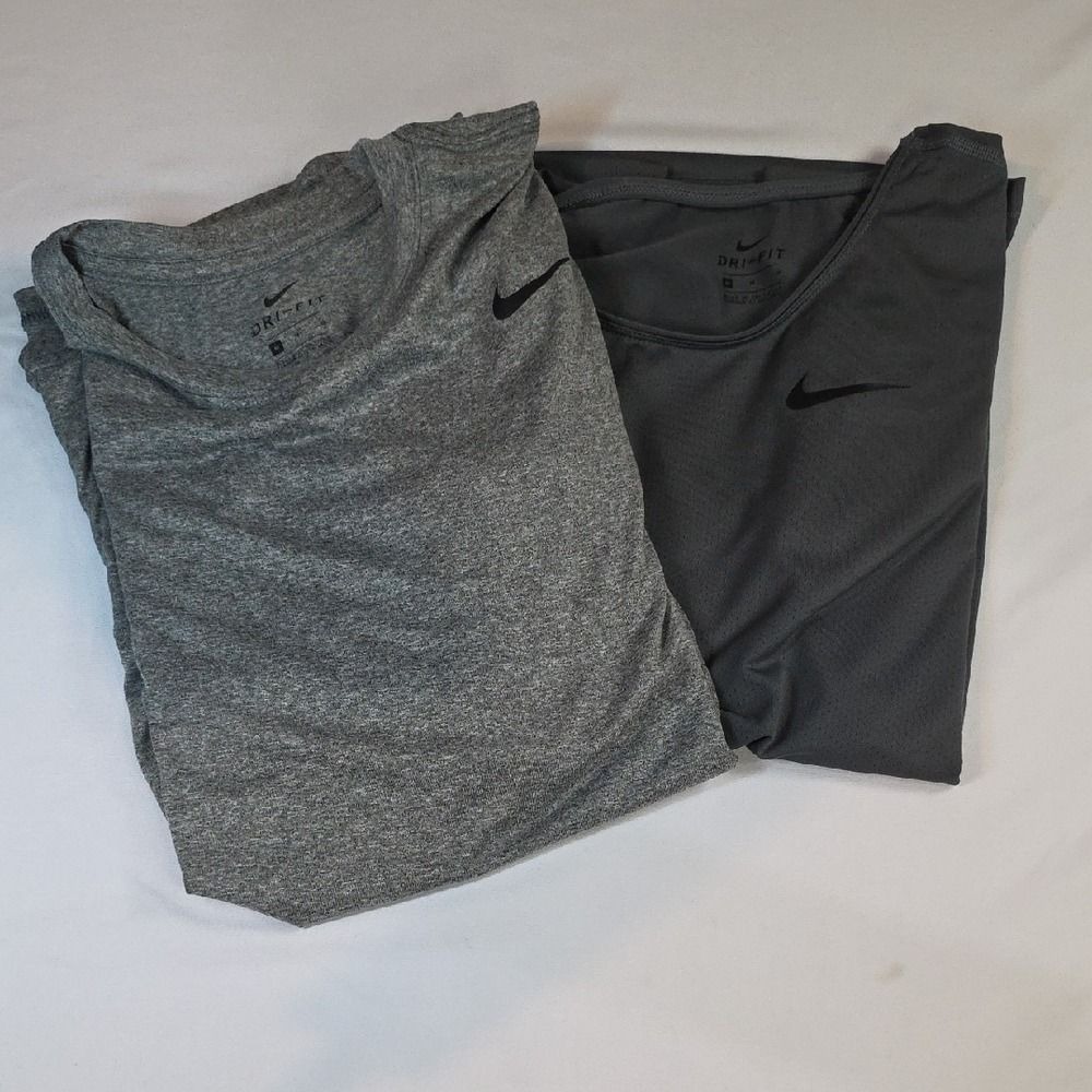 Nike Dri-FIT T-Shirt Mens M‎ Gray 2-Pack Excellent Activewear Gym Bundle